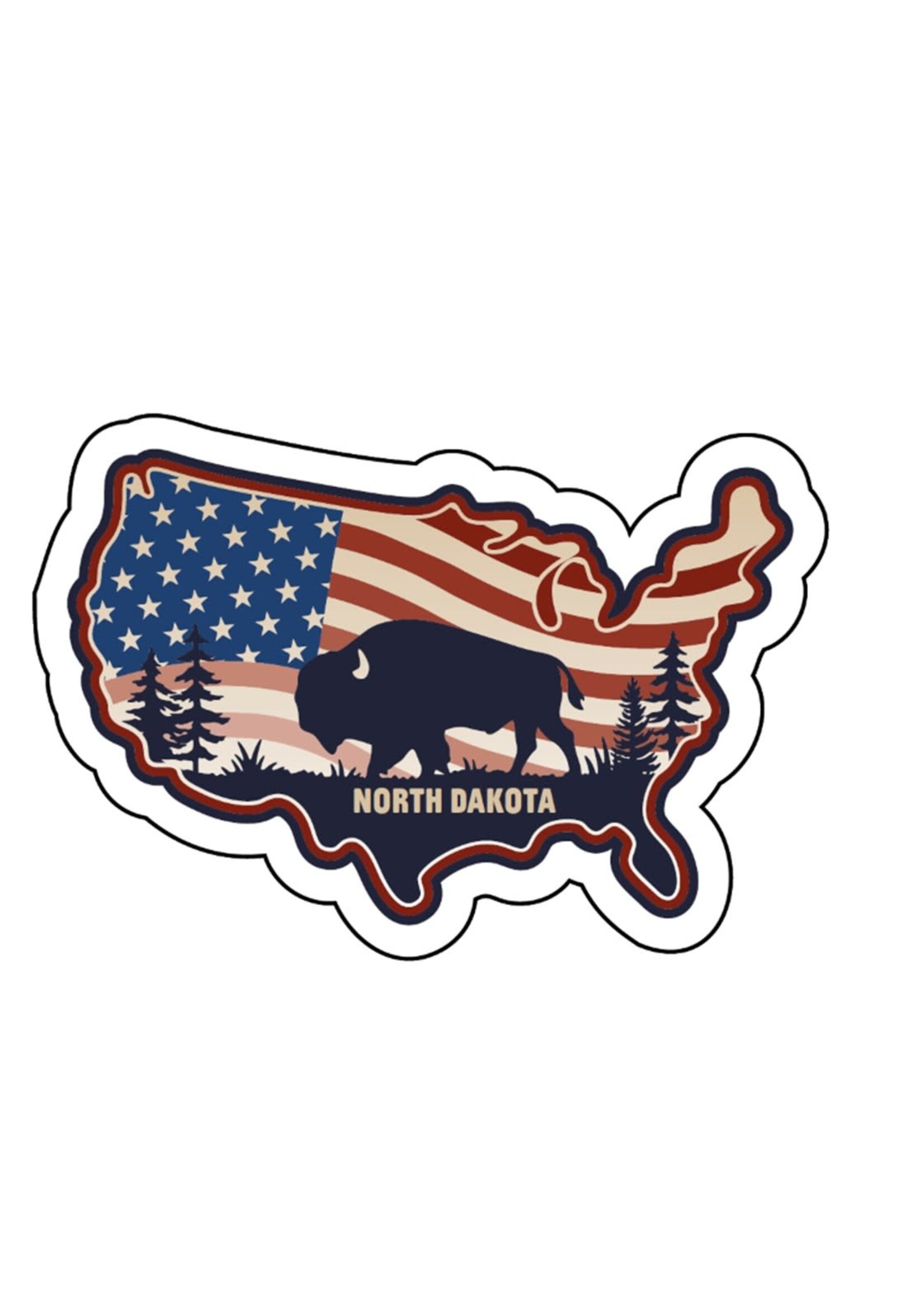 Bison across the Patriotic US Acrylic Magnet