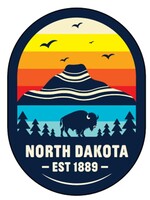 Bison Landscape North Dakota EST 1889 Oval Acrylic Magnet