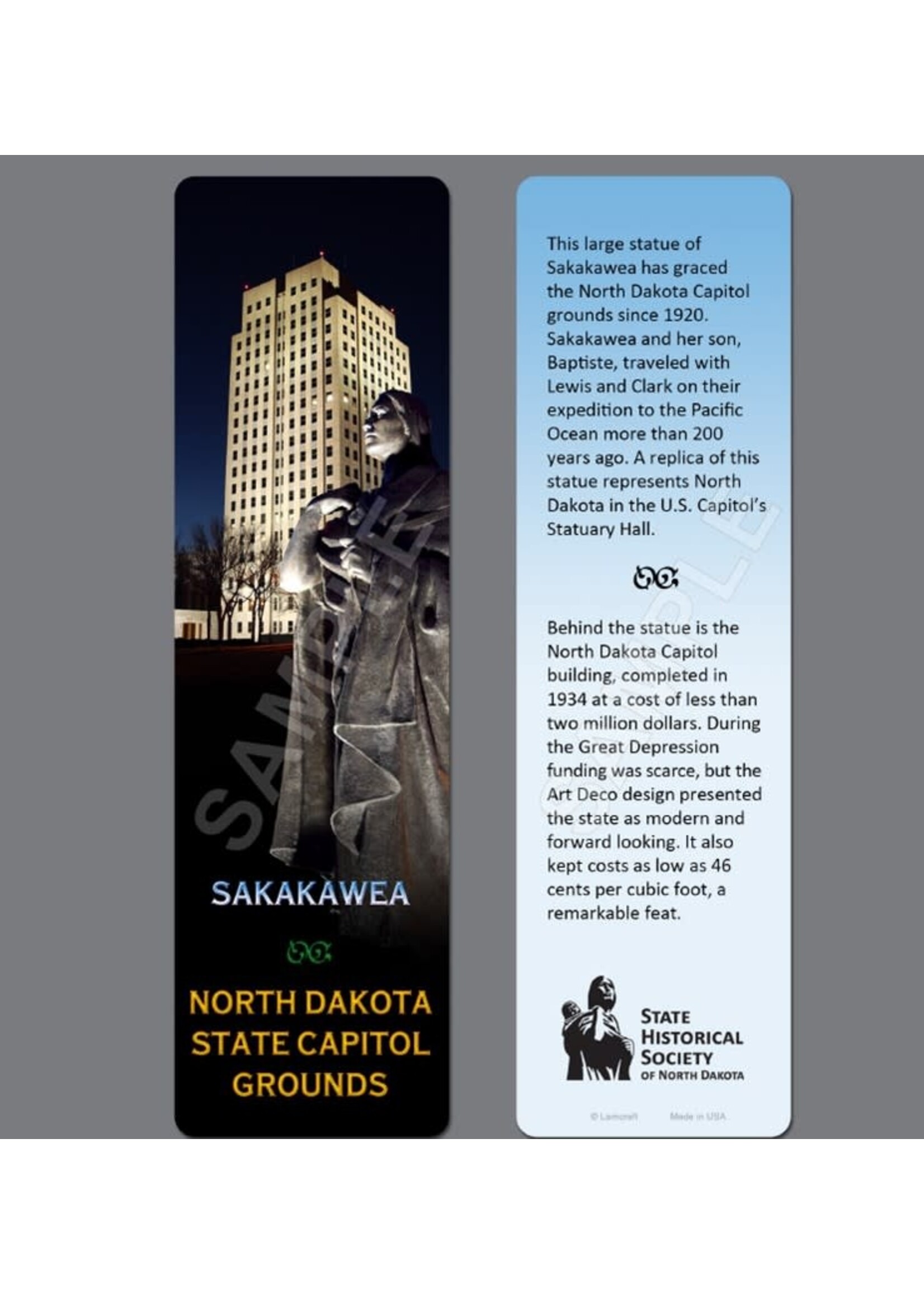 North Dakota State Capitol Grounds Sakakawea Bookmark