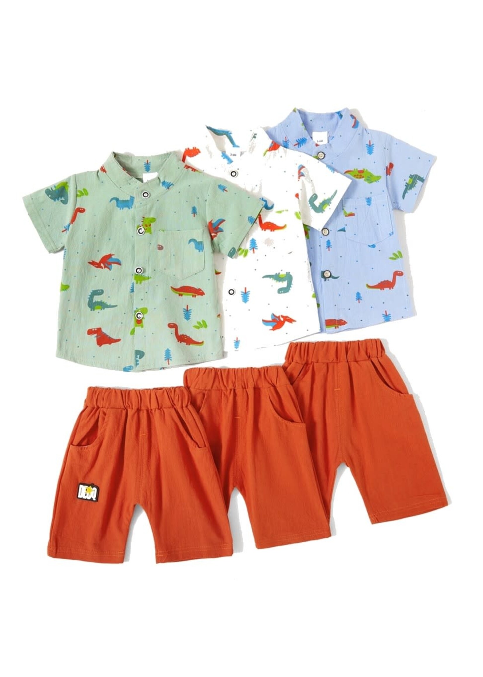 Dinosaur Print Short Sleeve Baby Set: 2 Piece