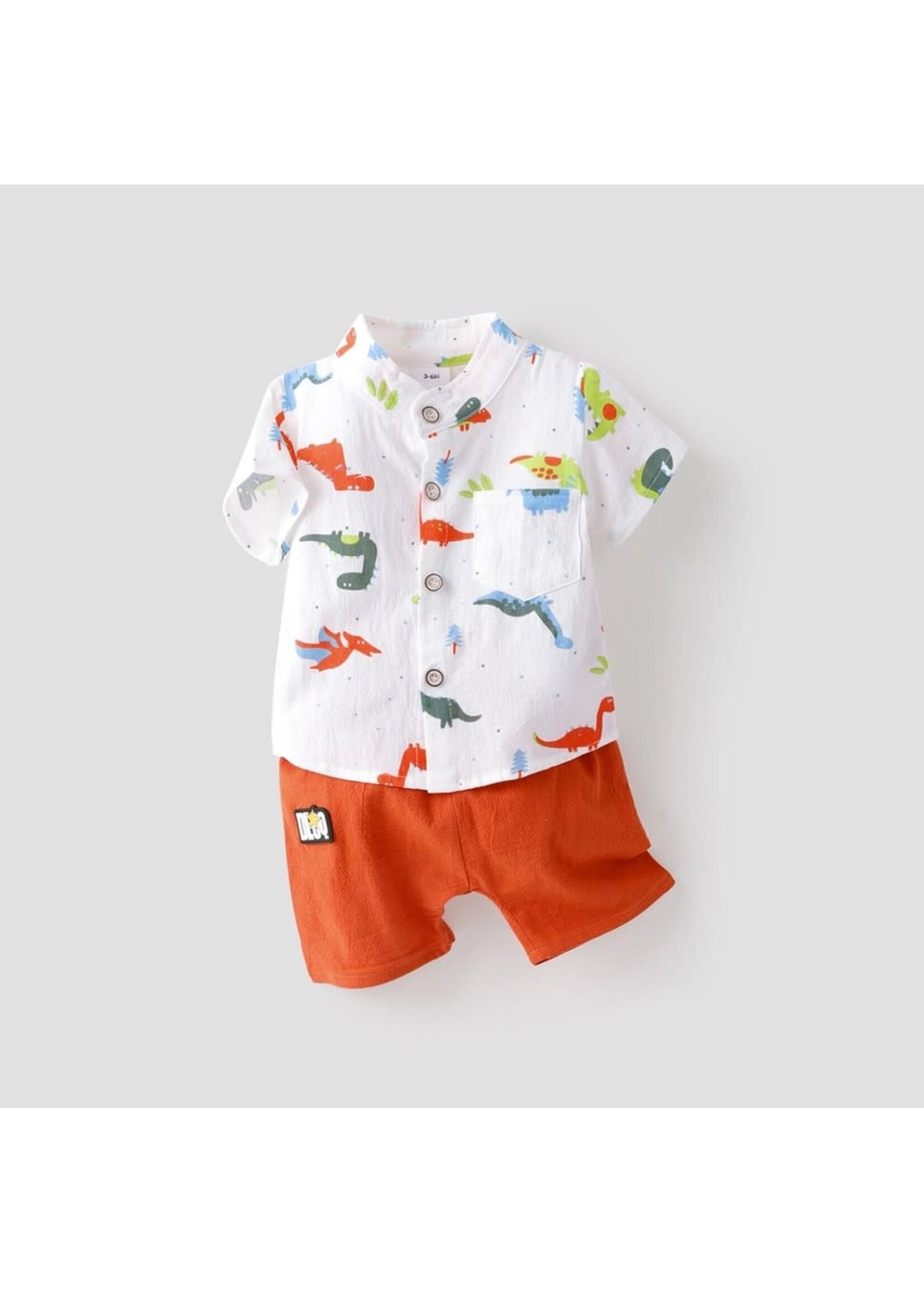 Dinosaur Print Short Sleeve Baby Set: 2 Piece