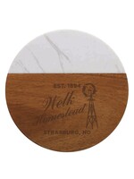 4 Pack Acacia Wood Marble Coasters with Metal Holder: Welk Homestead