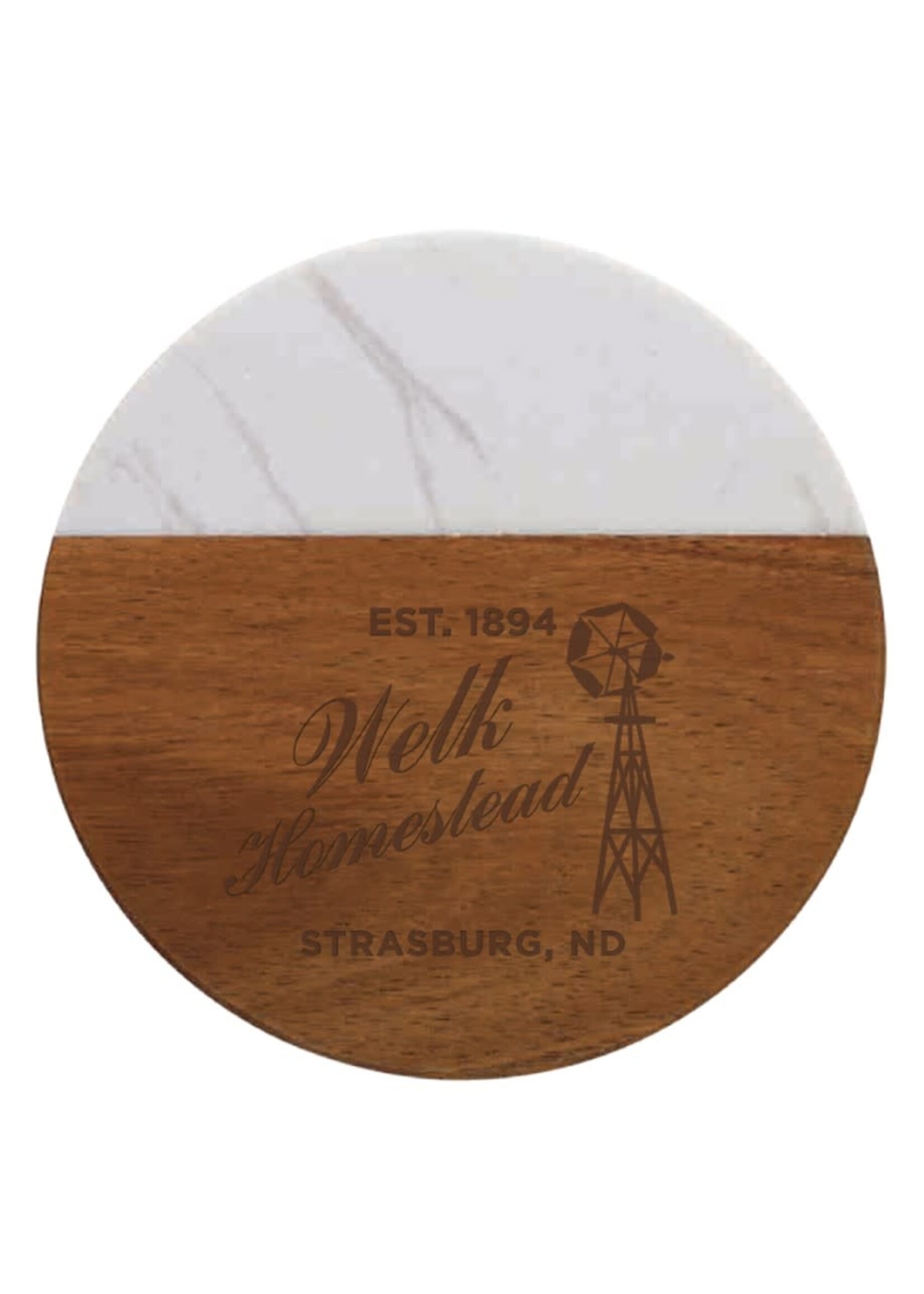 4 Pack Acacia Wood Marble Coasters with Metal Holder: Welk Homestead