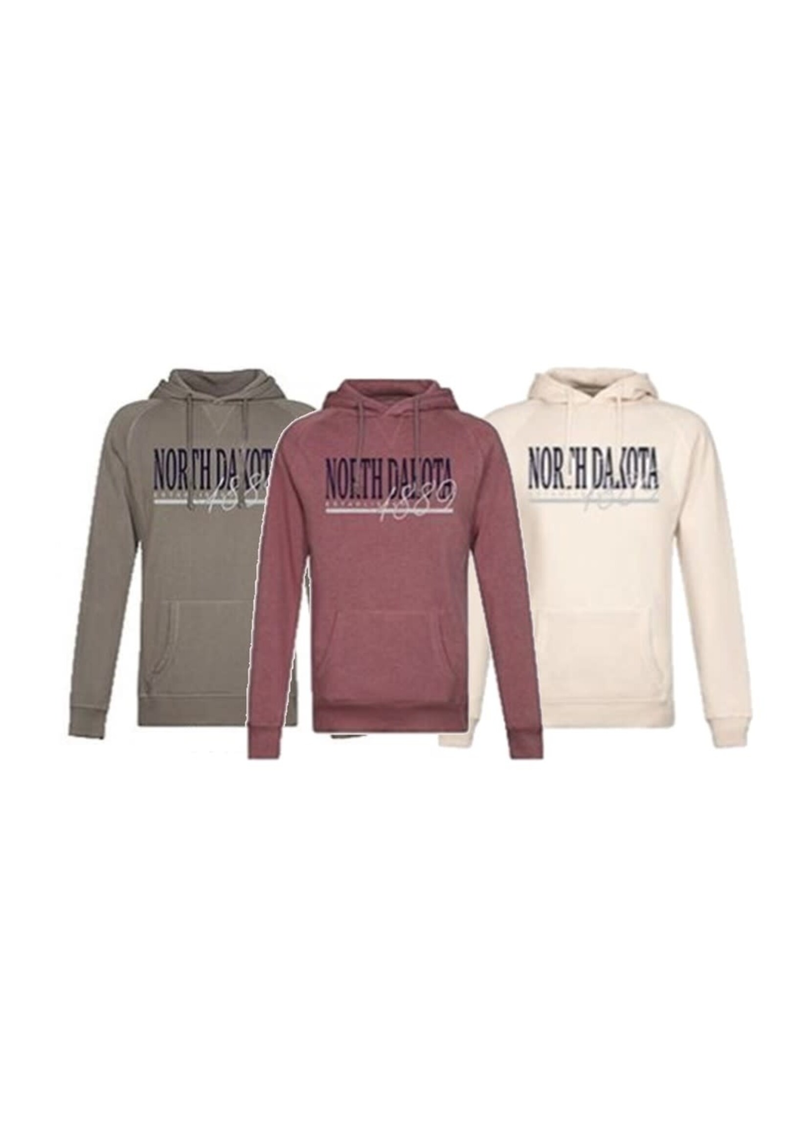 North Dakota: Established 1889: Cozy Fleece Raglan Hood with Rib Gusset and V-Notch