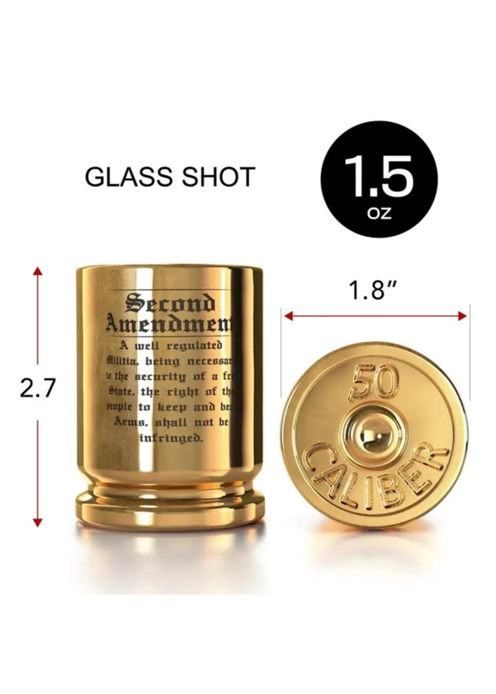 2nd Amendment: Engraved: 50 Caliber Shot Glass