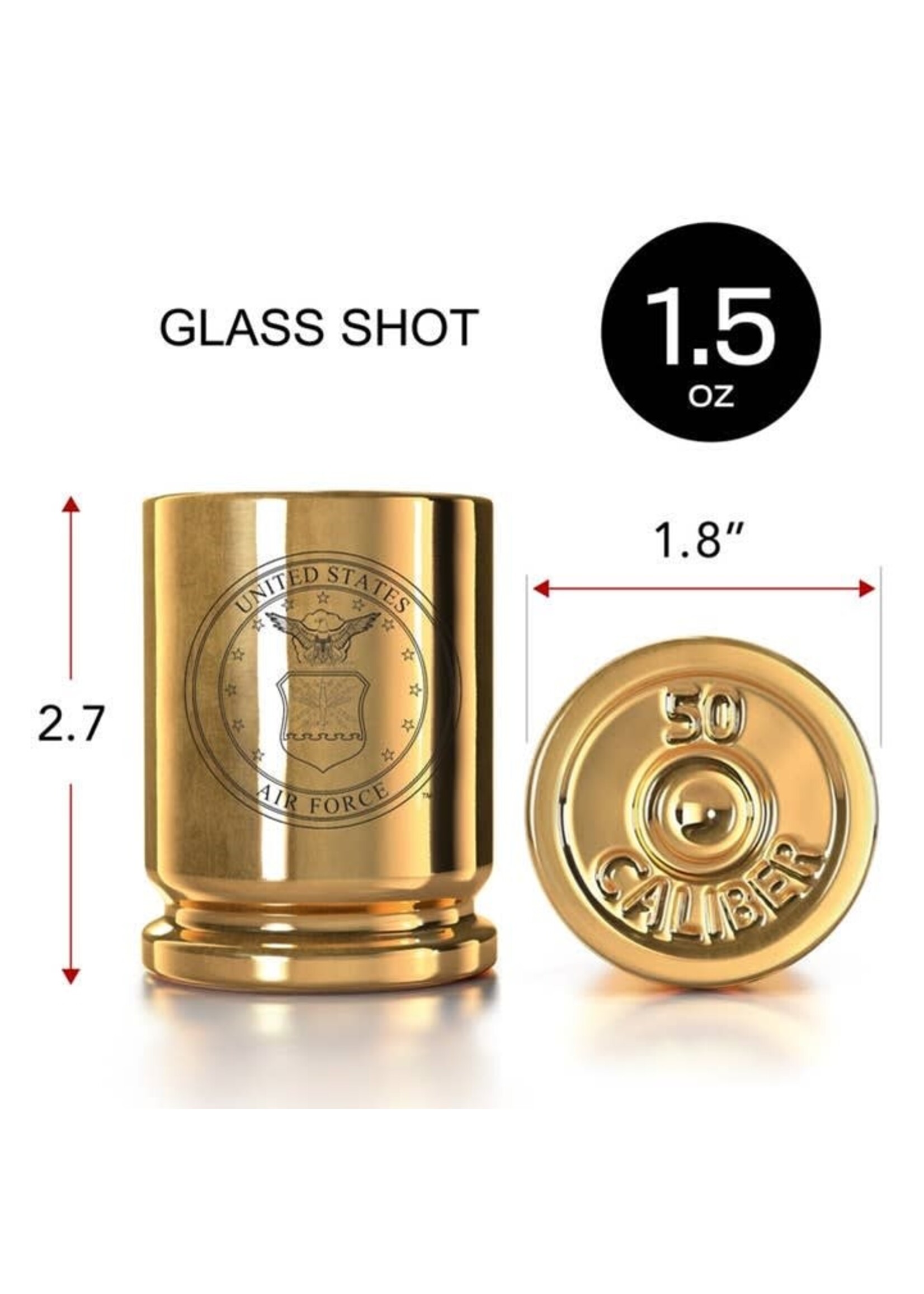 U.S. Air Force: Gold Brass: 50 Cal Shot Glass