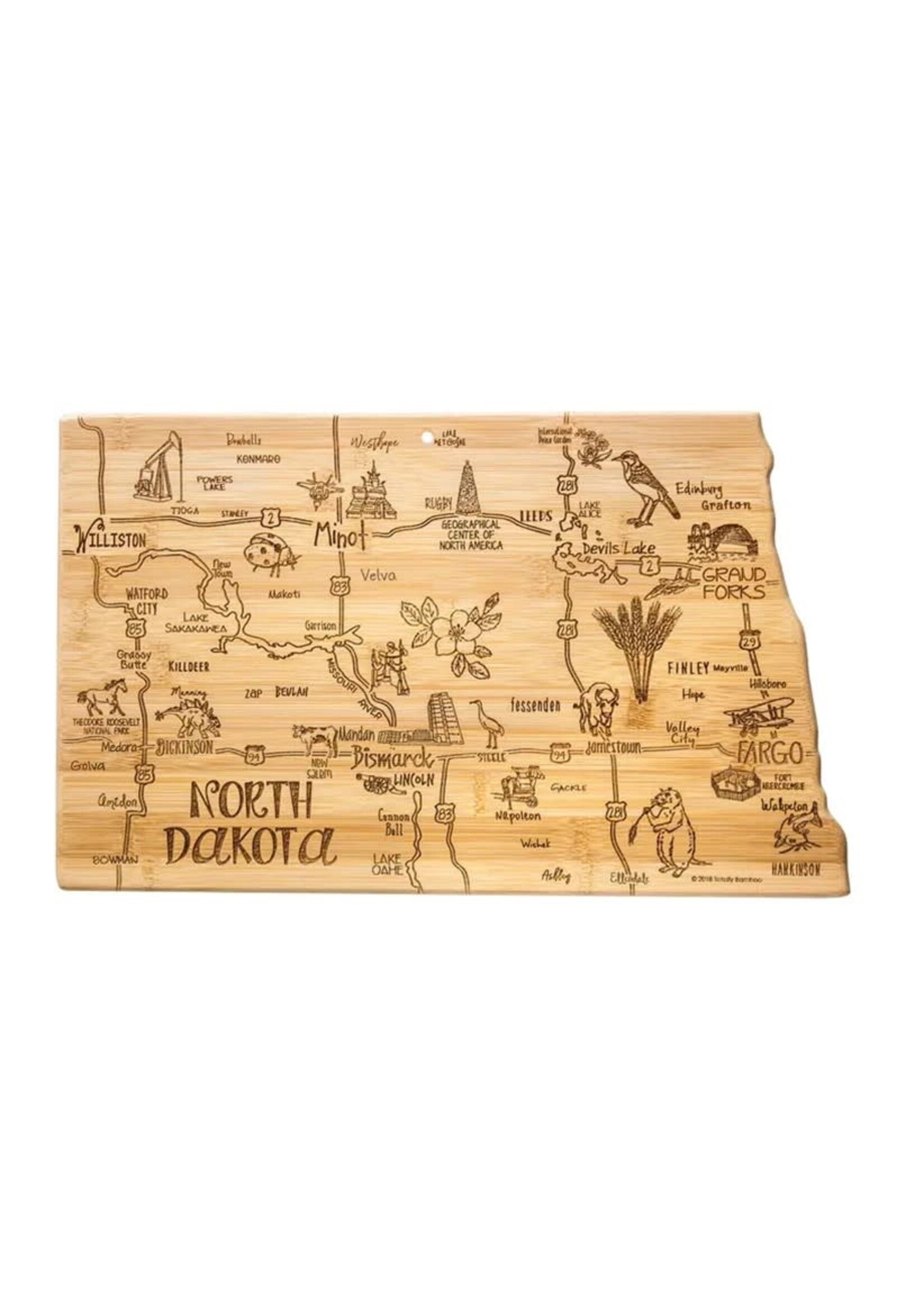 Destination North Dakota State-Shaped Cutting Board