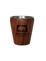 North Dakota Acacia Wood Engraved Shot Glass