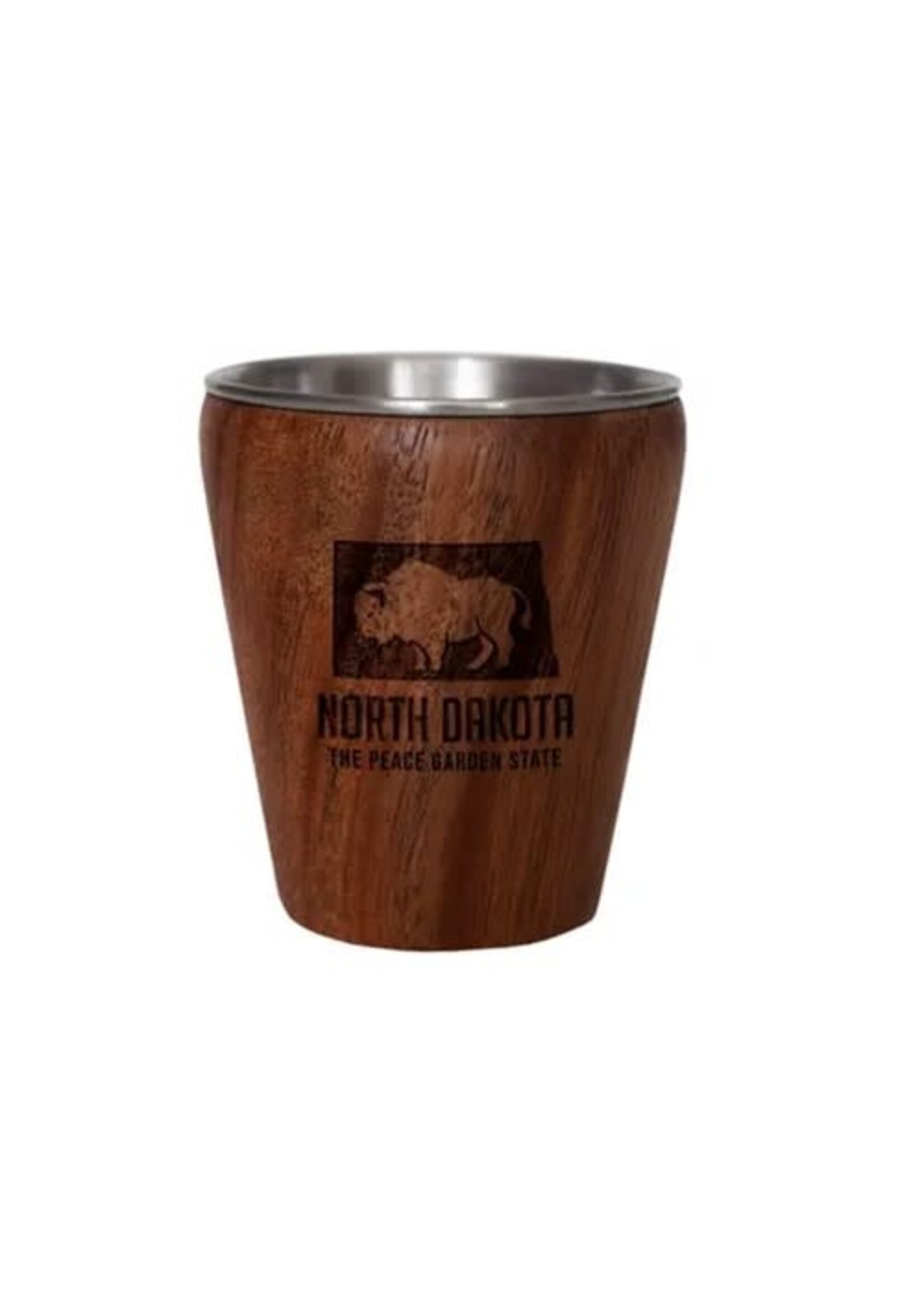 North Dakota Acacia Wood Engraved Shot Glass