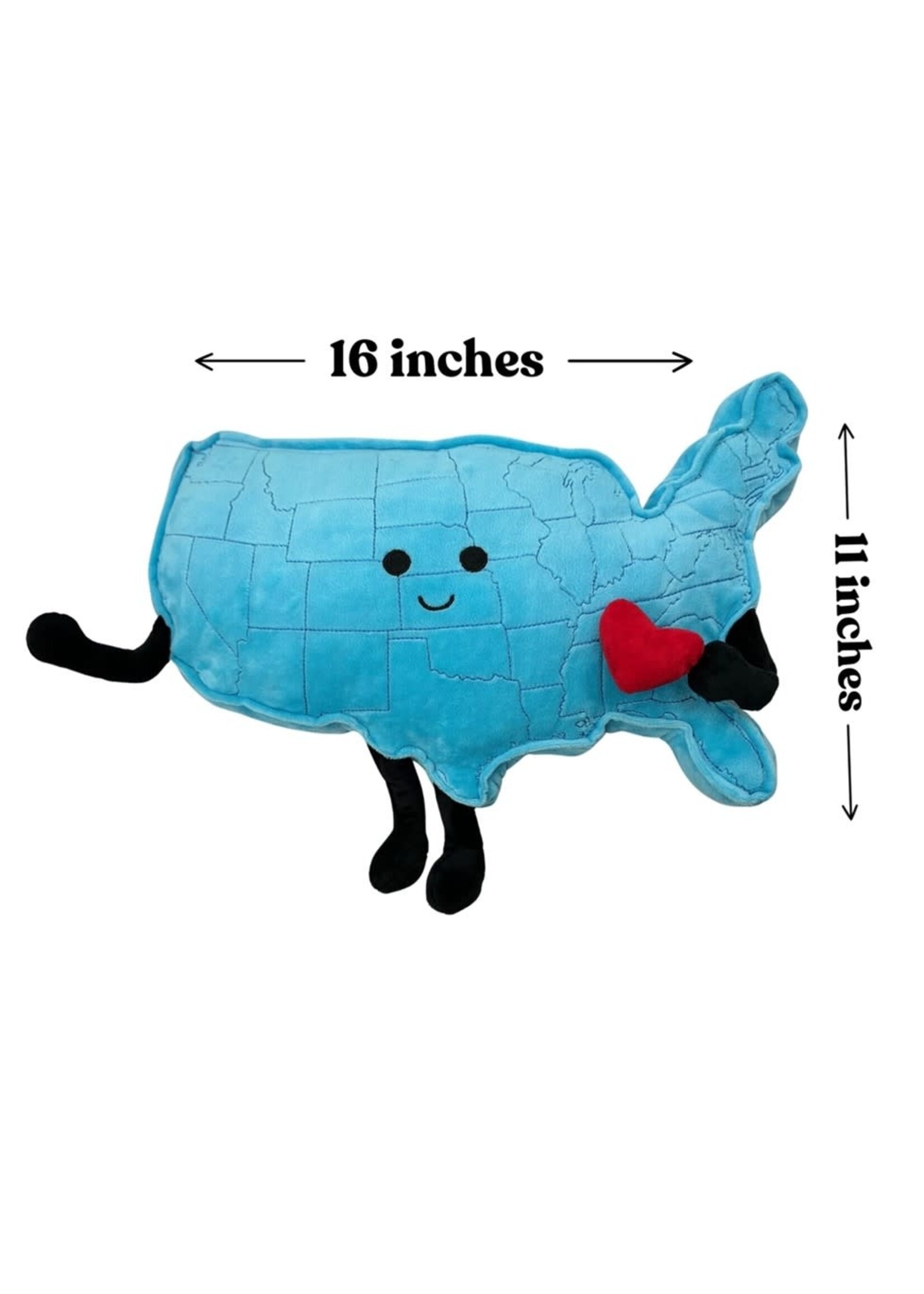 USA Map Stuffed States Mascot Plush Pillow