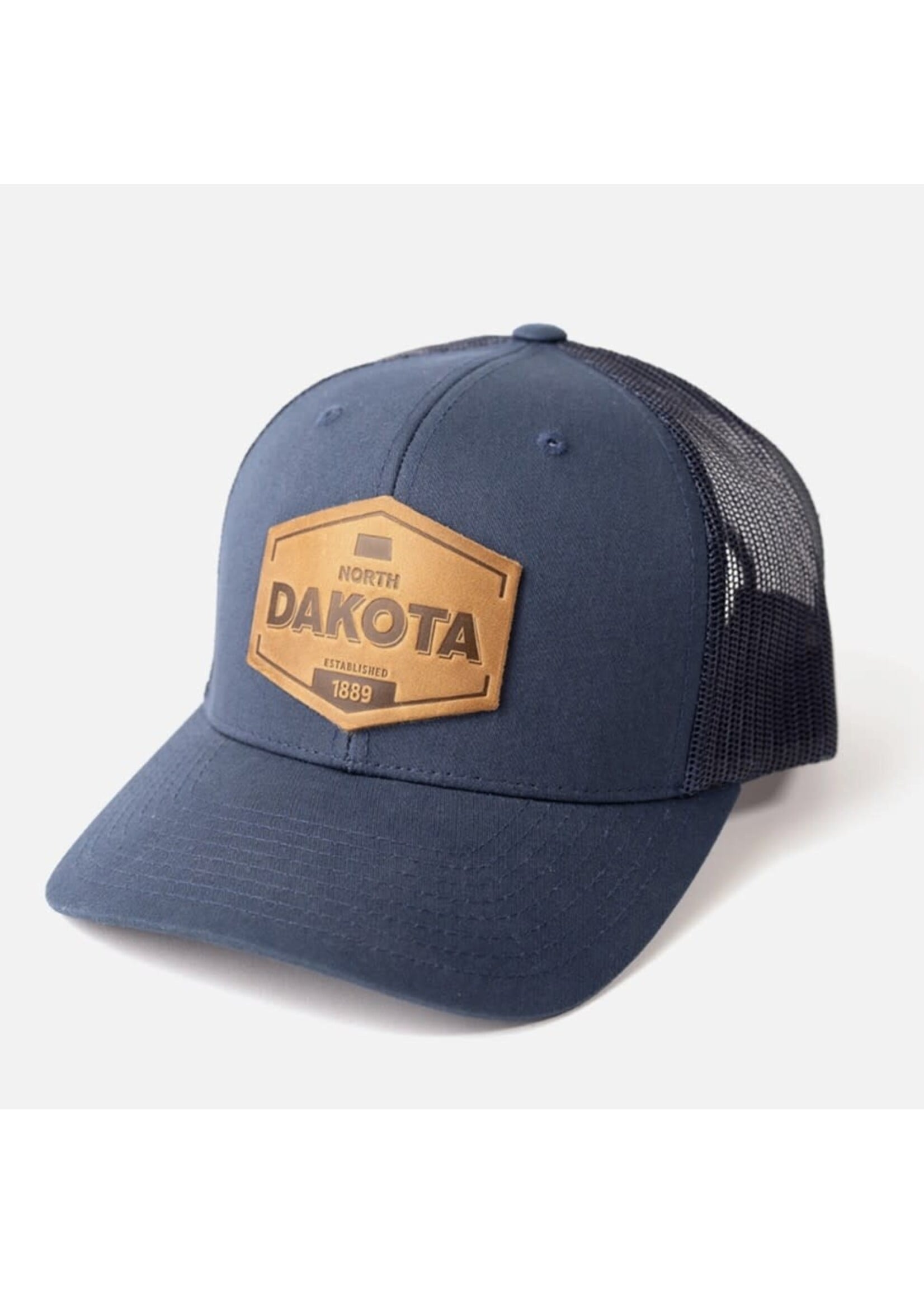 North Dakota: Established 1889:  Leather Patch: Trucker Hat