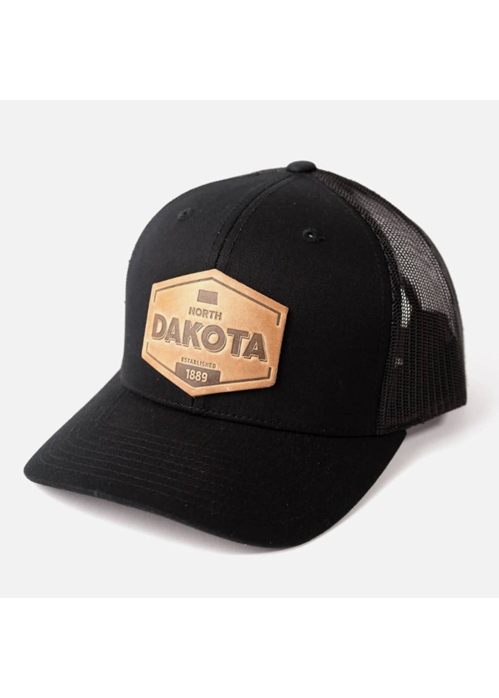 North Dakota: Established 1889:  Leather Patch: Trucker Hat