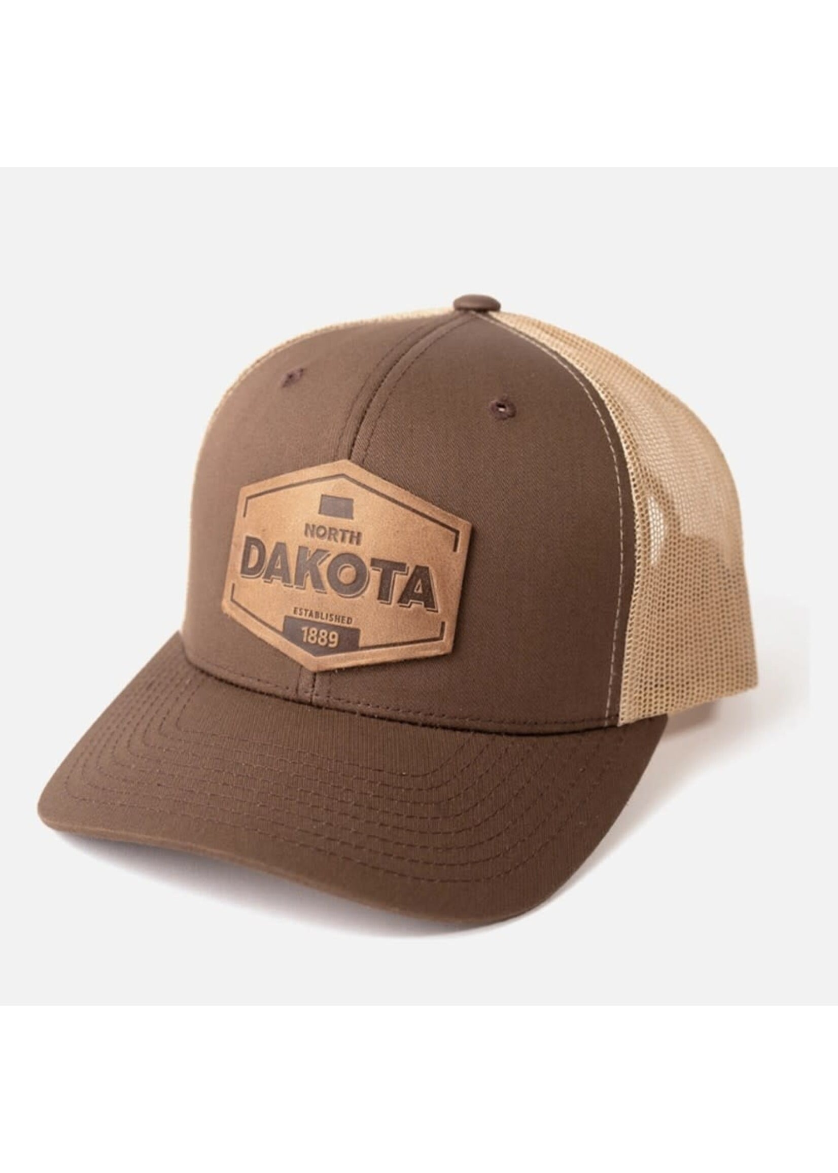 North Dakota: Established 1889:  Leather Patch: Trucker Hat