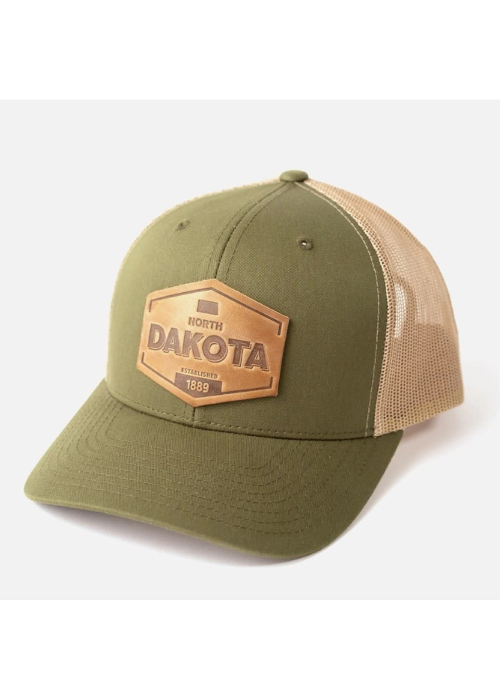 North Dakota: Established 1889:  Leather Patch: Trucker Hat