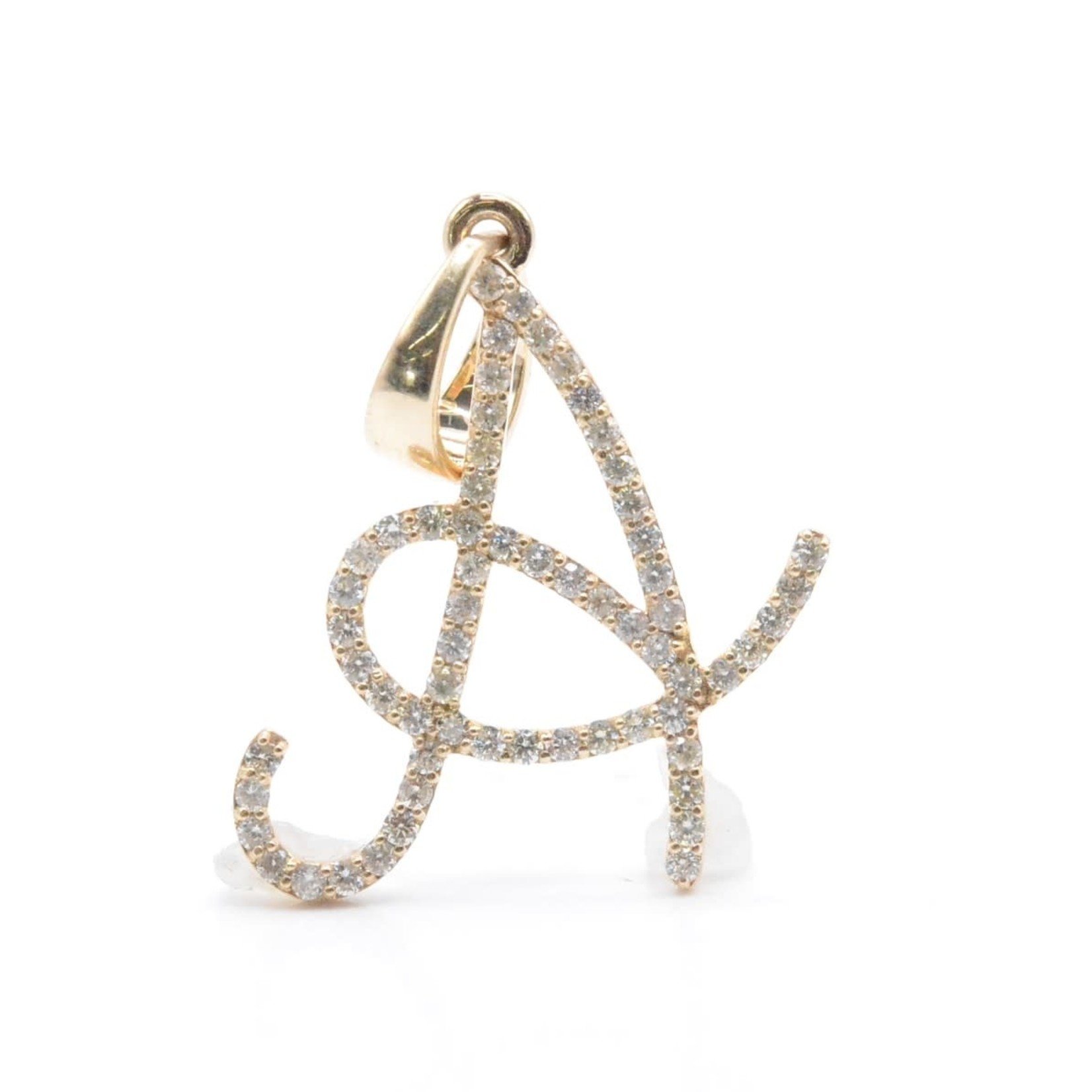 1" 0.74cttw. Diamond Letter "A" Pendant 14kyg