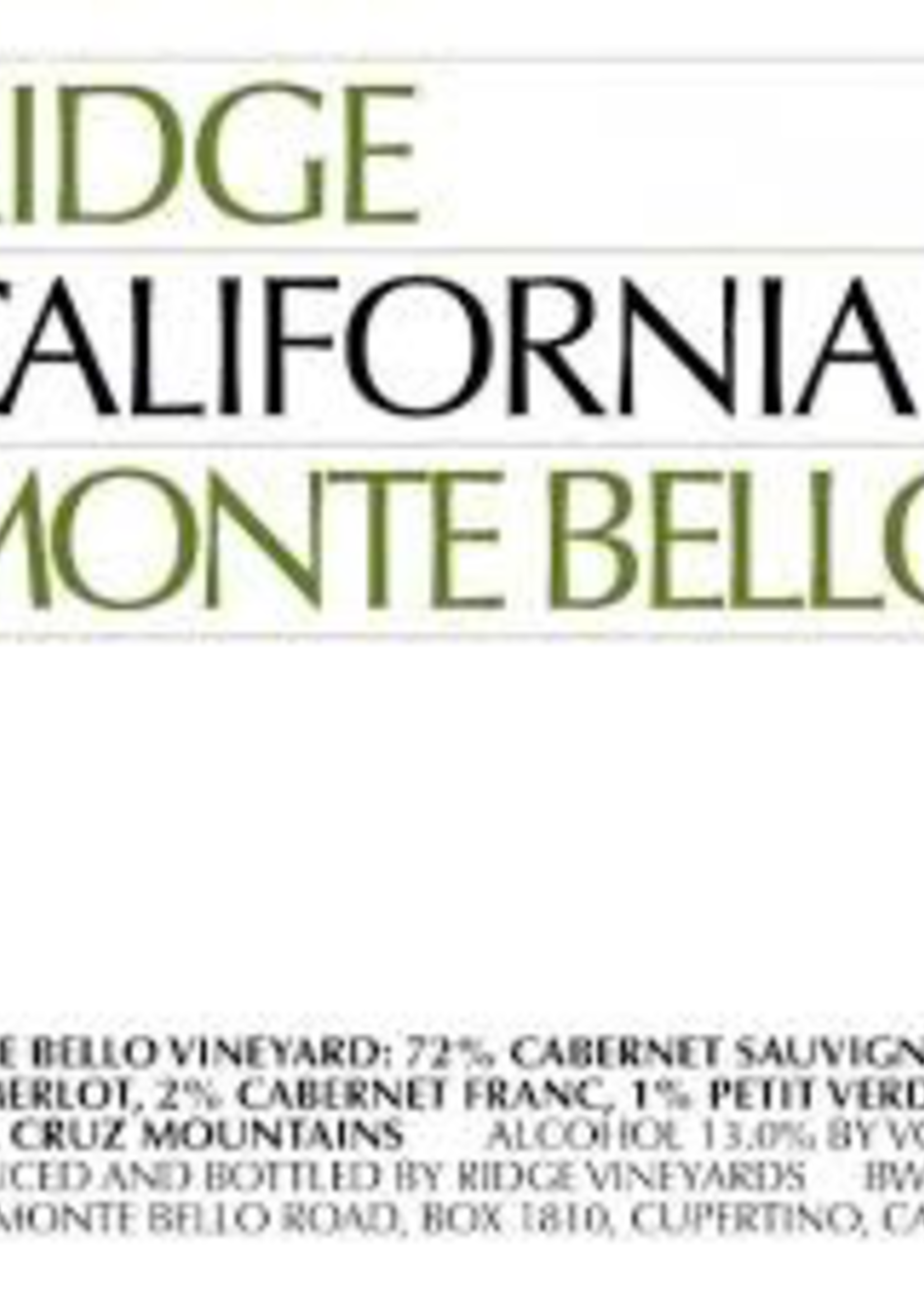 Ridge Ridge Monte Bello 2019 750ML