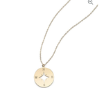 Royal Chain 14K Polished Compass Rose Disc Necklace