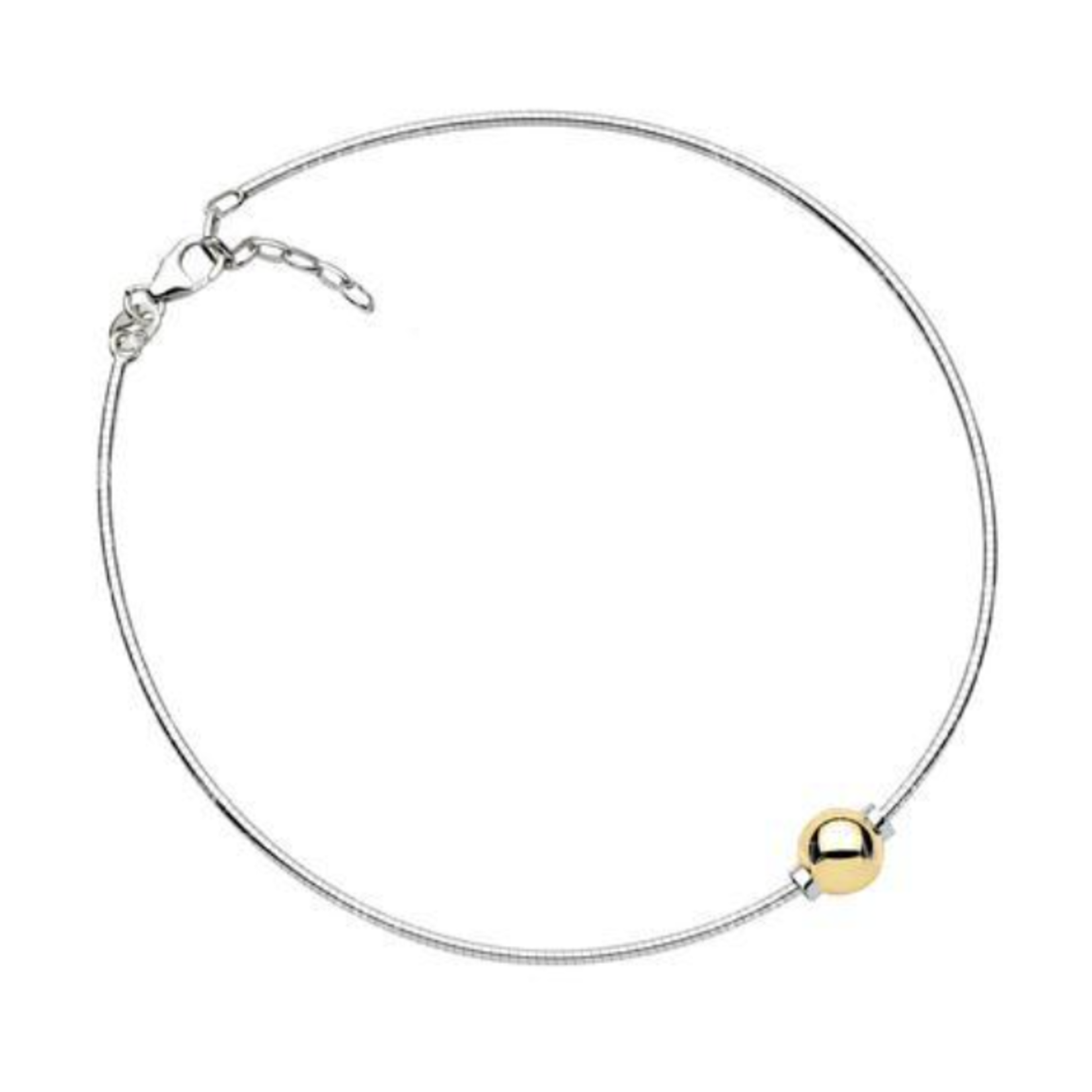 Cape Cod Silver and 14K Yellow Gold Bead Anklet 9"