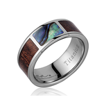 Alamea 8mm Titanium Koa Abalone Ring