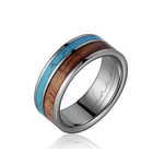 Alamea 8mm Titanium Koa Turquoise Ring