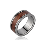 Alamea 8mm Beaded Edge Titanium Koa Ring