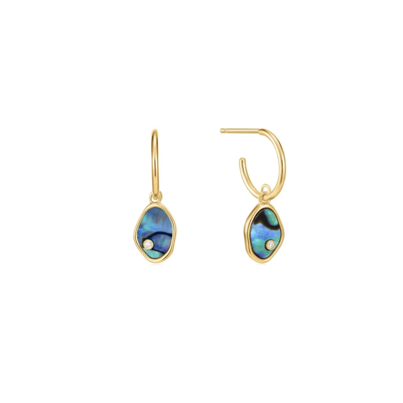 Ania Haie 14K Yellow Gold Plated Tidal Abalone Mini Hoop Earrings