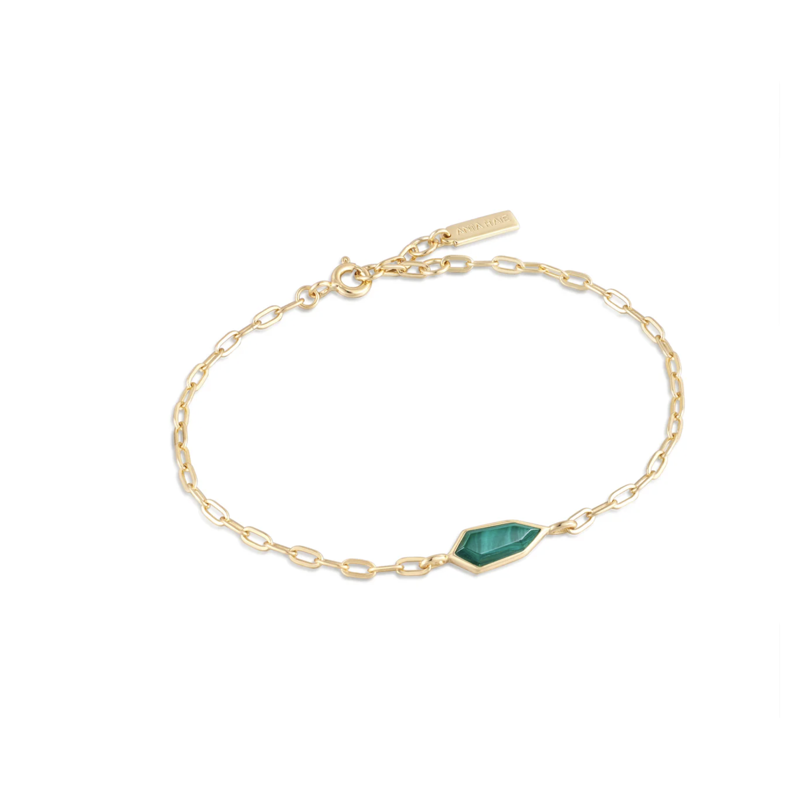 Ania Haie 14K Yellow Gold Plated Malachite Emblem Chain Bracelet