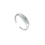 Ania Haie Silver Malachite Evil Eye Adj. Ring