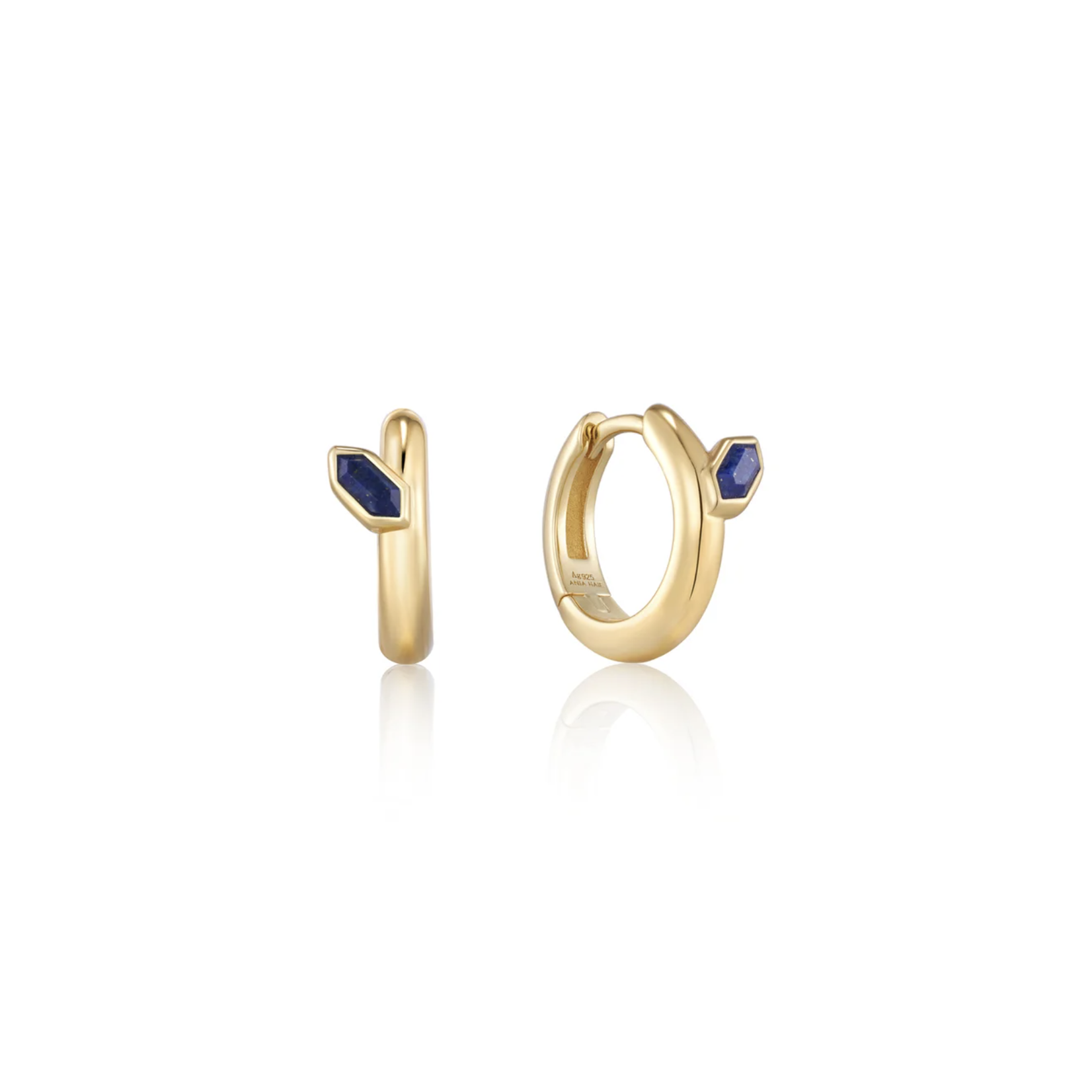 Ania Haie 14K Yellow Gold Plated Lapis Emblem Huggie Earrings