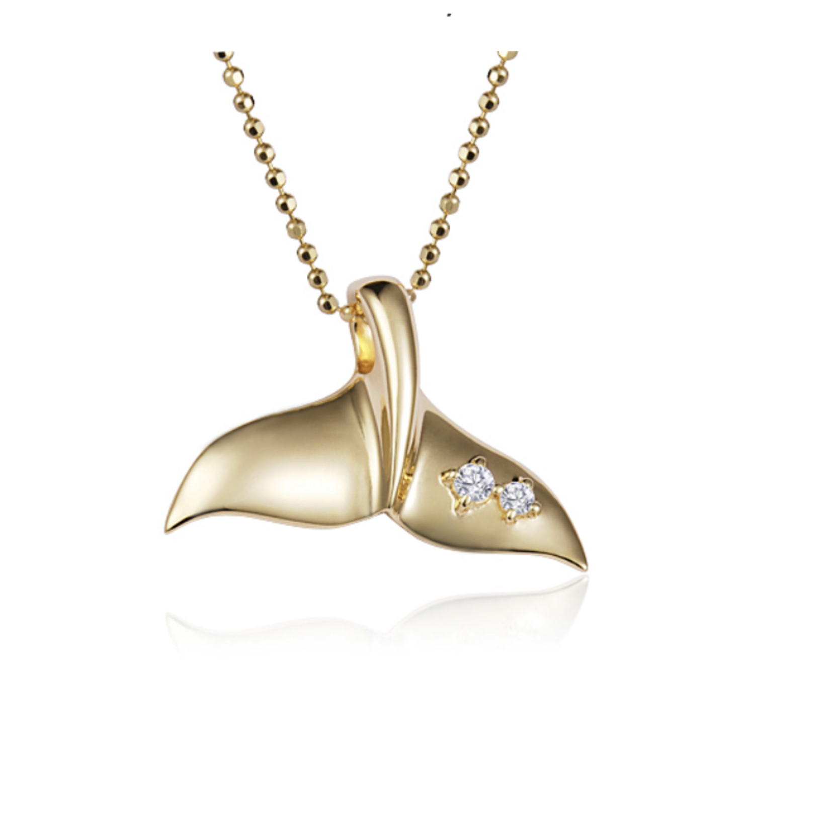 Alamea 14K Yellow Gold w/ Dia. Whale Tail Pendant