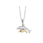 Alamea Sterling Silver & 14K Double Dolphin Necklace