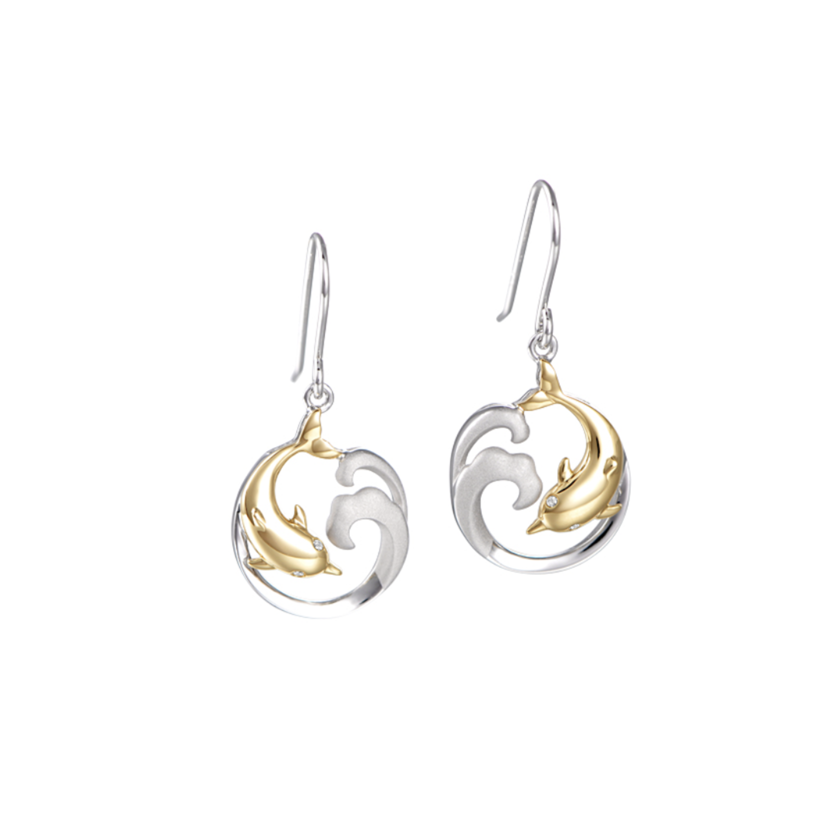 Alamea Sterling Silver & 14K Dolphin Wave Earrings