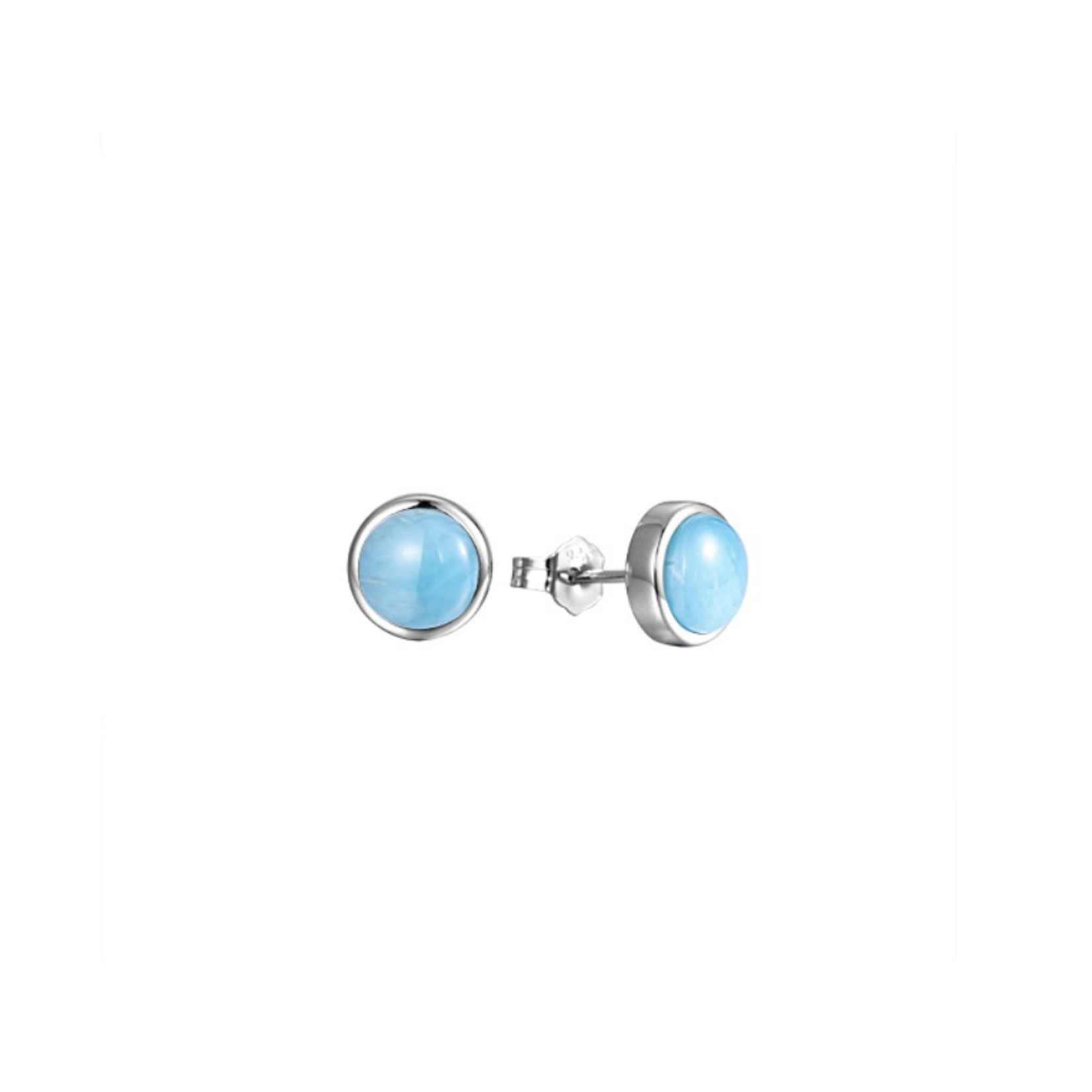 Alamea Sterling Silver Larimar Small Circle Earrings