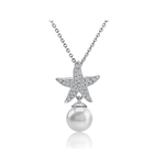 Alamea Sterling Silver CZ Starfish and Pearl Necklace
