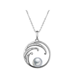 Alamea Sterling Silver CZ Wave w/ Pearl Necklace
