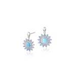 Alamea Sterling Silver Larimar & Opal Sunflower Earrings