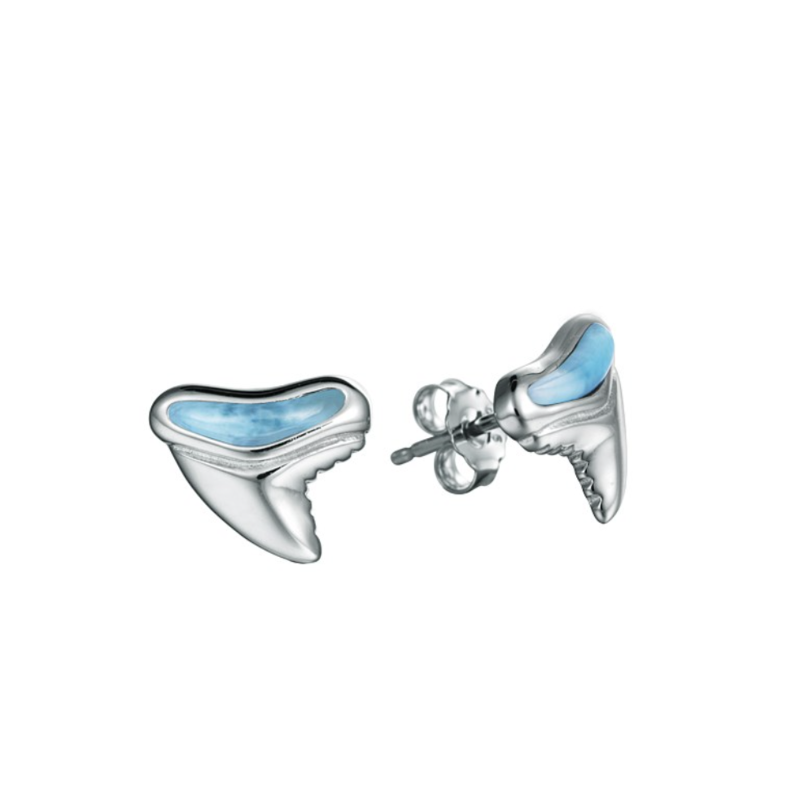 Alamea Sterling Silver Larimar Shark Tooth Earrings