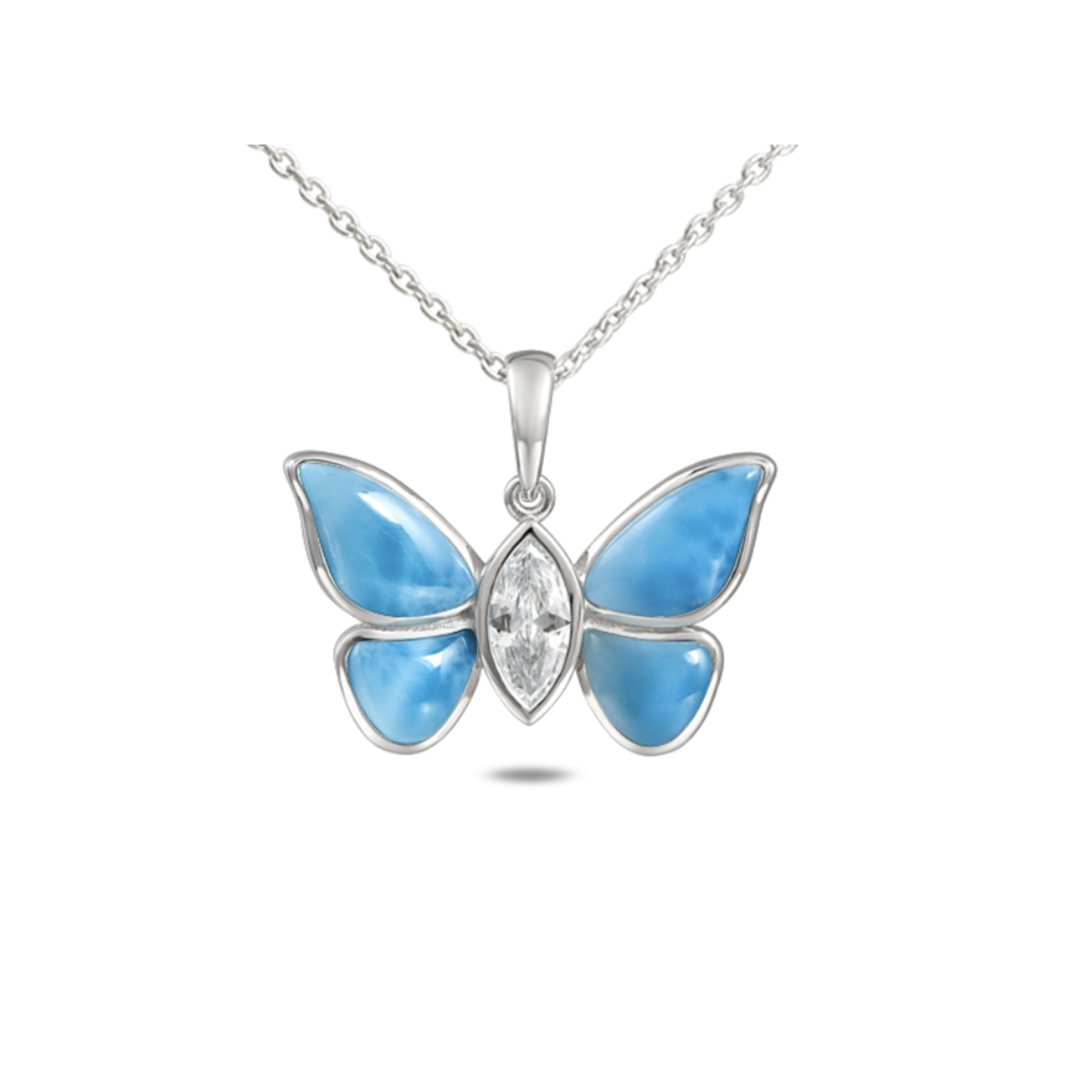 Alamea Sterling Silver Larimar Butterfly Necklace