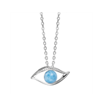 Alamea Sterling Silver Larimar Evil Eye Necklace