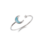 Alamea Sterling Silver Larimar Moon and Star Bracelet