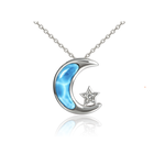 Alamea Sterling Silver Larimar Moon & Star Necklace