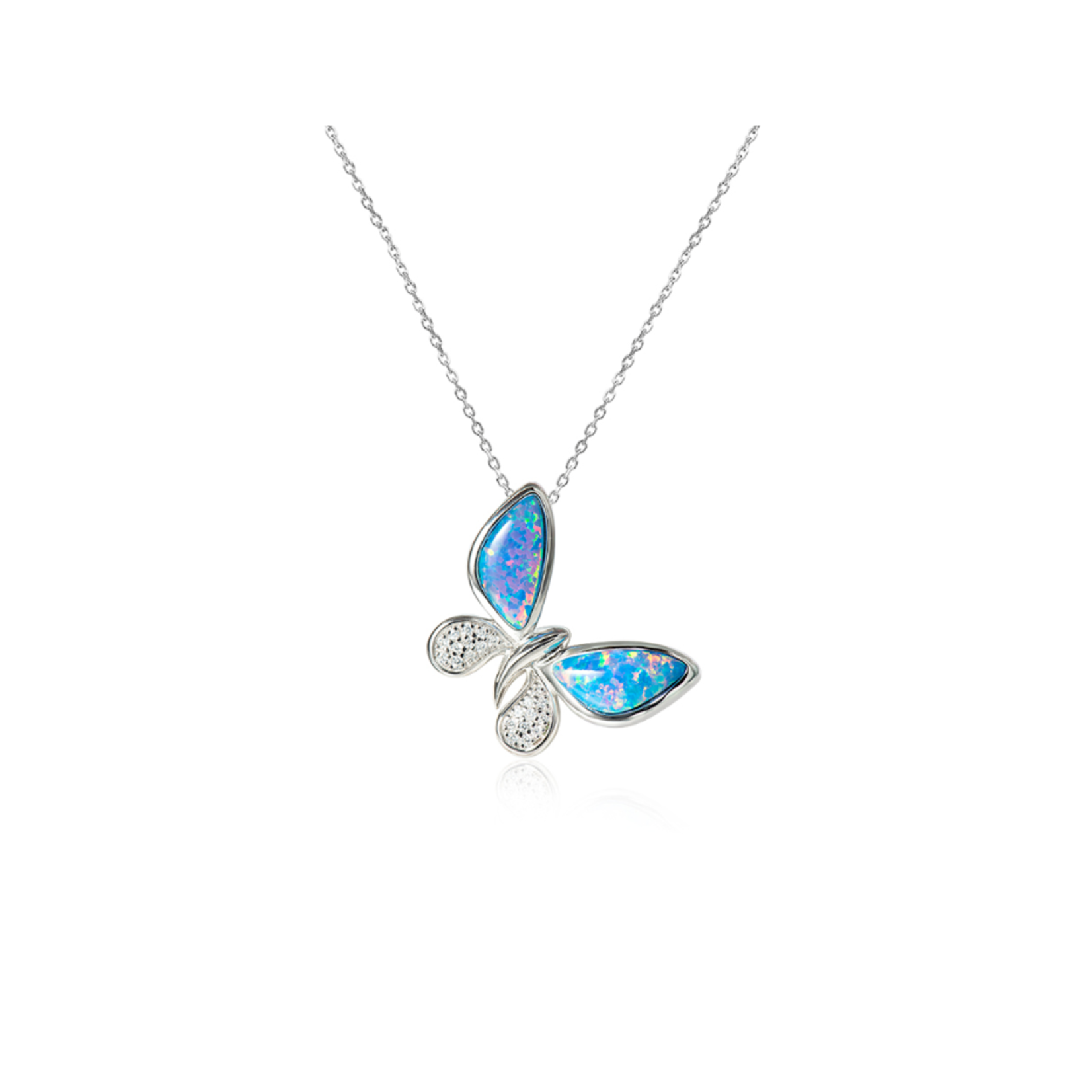 Alamea Pink Blue Opal Butterfly Necklace