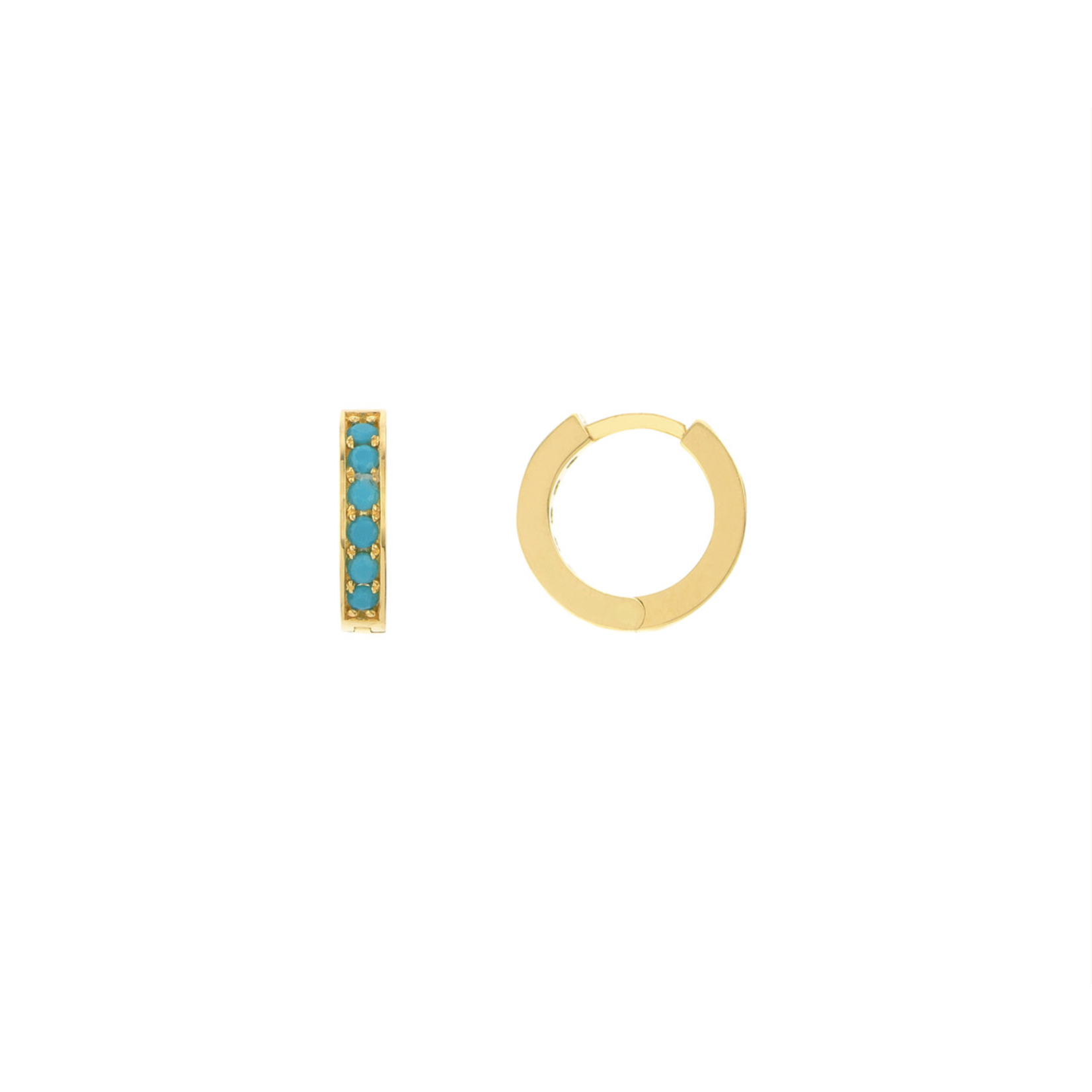 Midas 14K Yellow Gold Genuine Turquoise Huggie Earrings