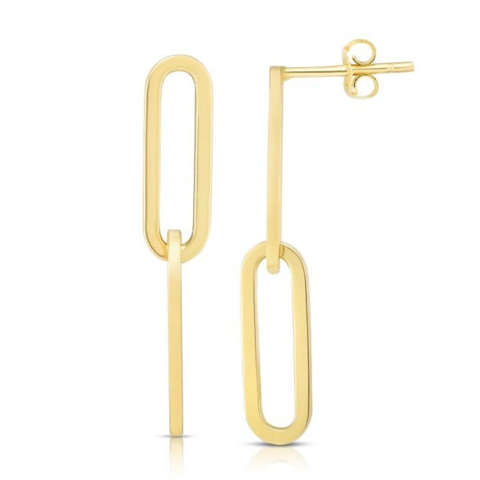 Royal Chain 14K Yellow Gold Two Link Paperclip Earrings