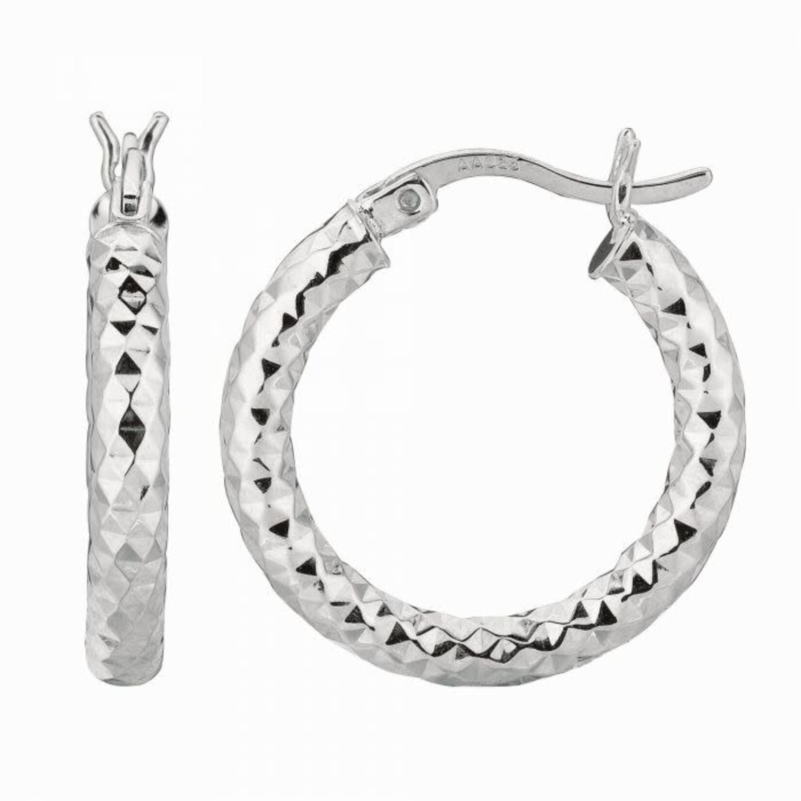 Royal Chain Sterling Silver 3x15mm Diamond Cut Earrings