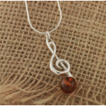 Amber Sterling Silver Amber Musical Note Necklace