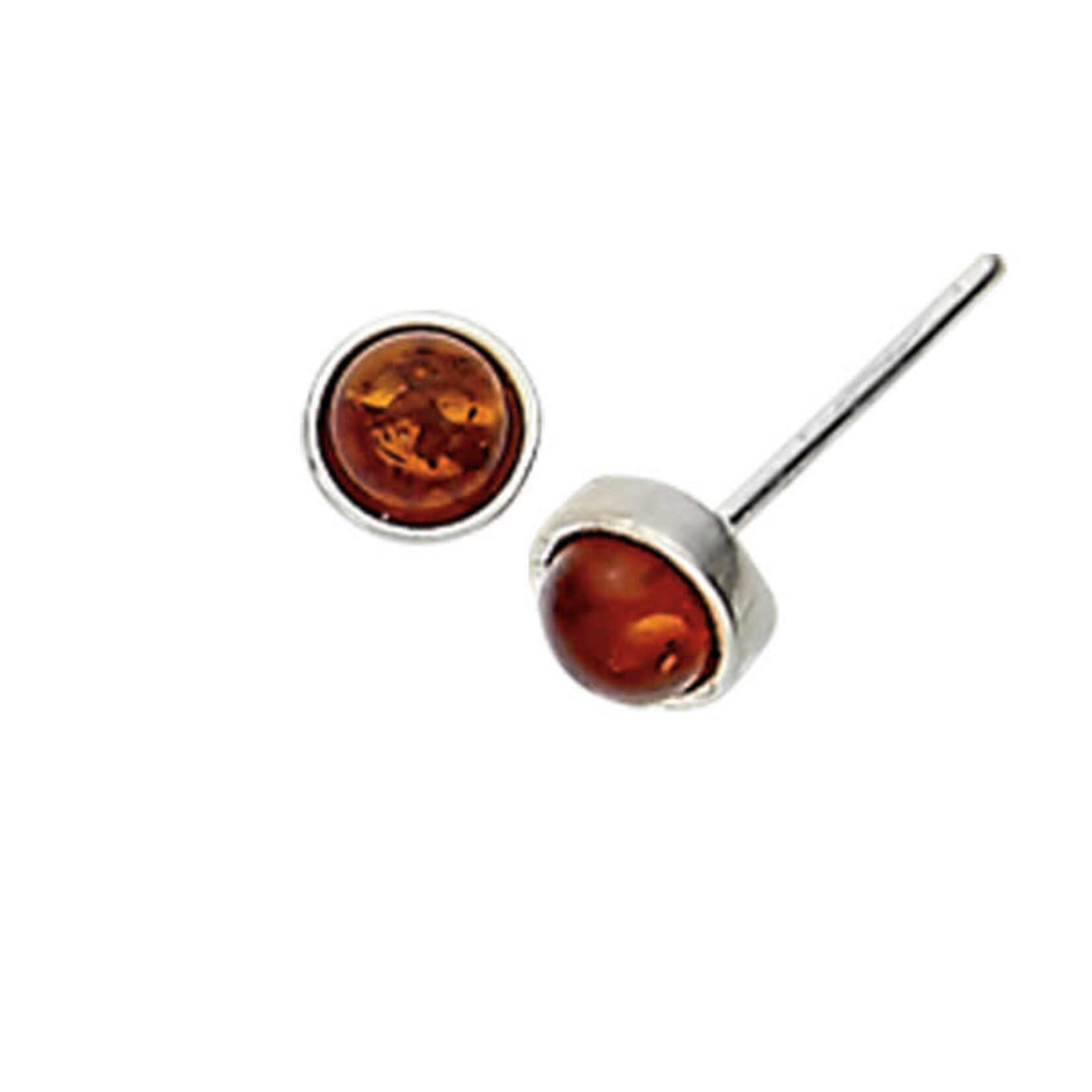 Amber Sterling Silver Honey Amber Round Earrings