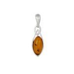 Amber Sterling Silver Cognac Marquise Amber Necklace
