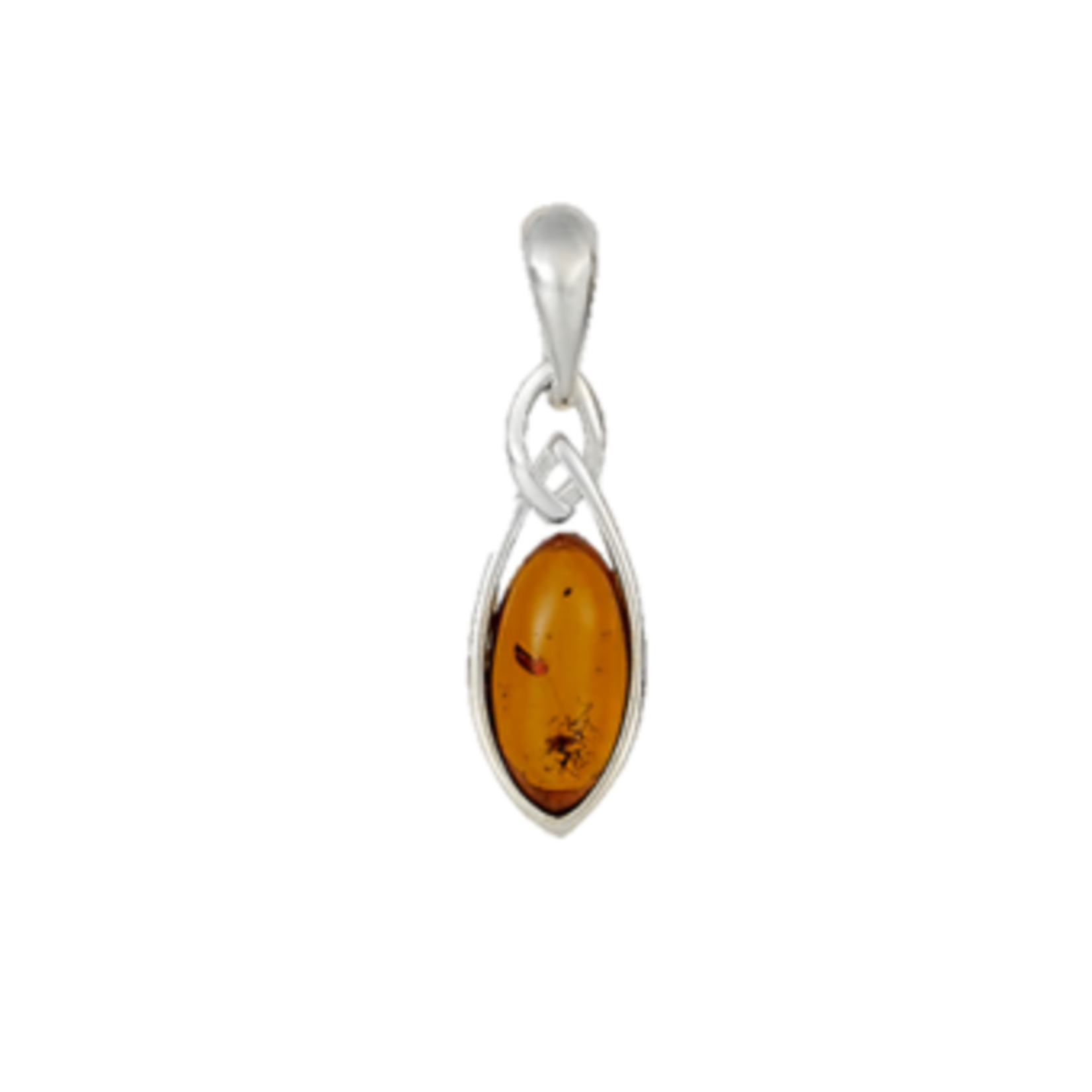 Amber Sterling Silver Cognac Marquise Amber Necklace