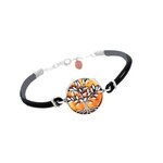 Amber Sterling Silver Tree of Life Amber Rubber Cord Bracelet